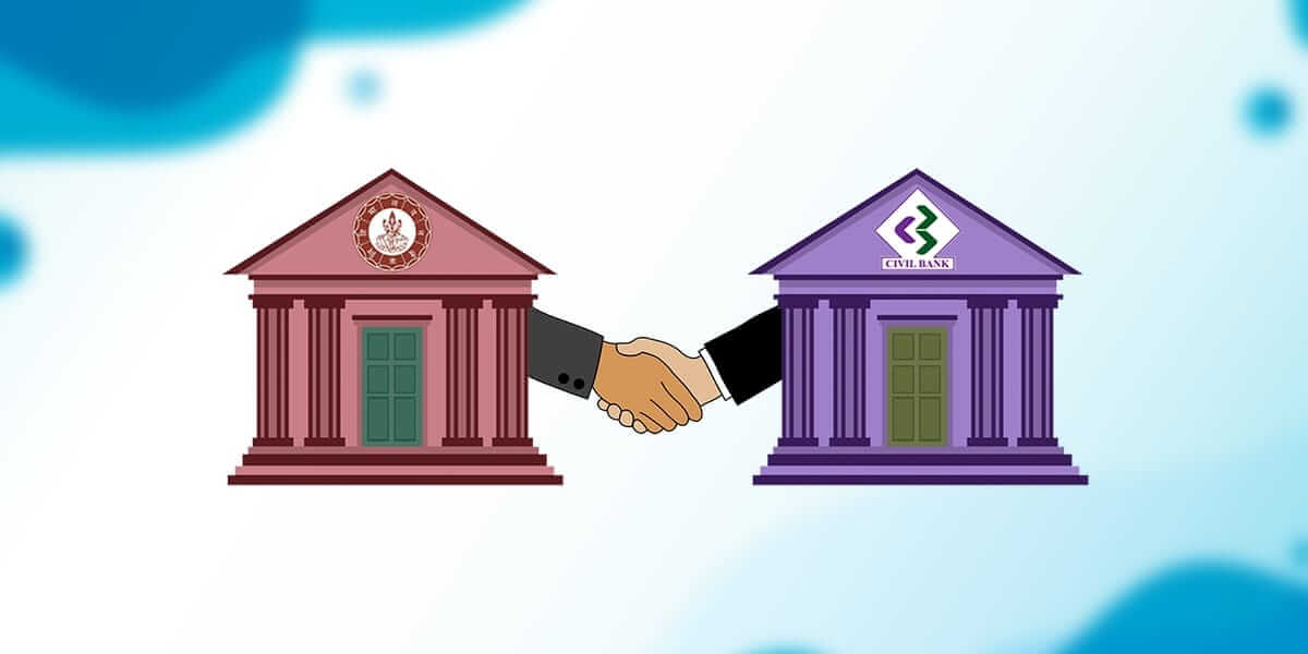 two-banks-shaking-hands-resembling-merger-between-banks